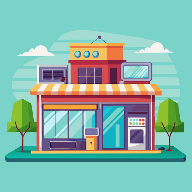 Creative Electronics Store Building Vector Art Design