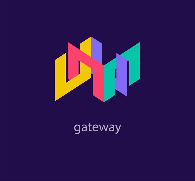 creative gateway logo design unique design color transitions unique link template vector