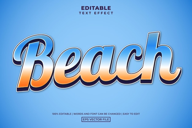Creative gradient beach text style editable text effect vector
