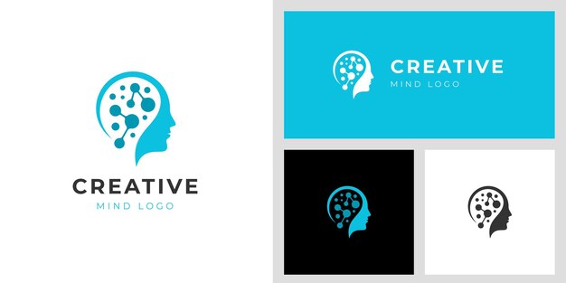 creative idea brain logo icon design for human mind Digital Abstract human head logo Head Tech Brain Artificial Intelligence vector logo illustration