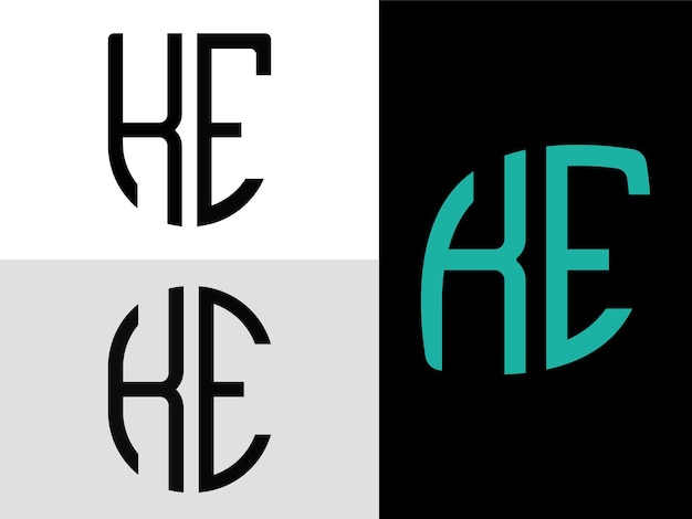 Creative Initial Letters KE Logo Designs Bundle