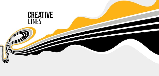 Creative lines vector abstract background 3D perspective linear graphic design composition stripes in dimensional rotation poster or banner