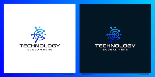 Creative logo initial letter C abstract with technology style and gradient color Premium vector