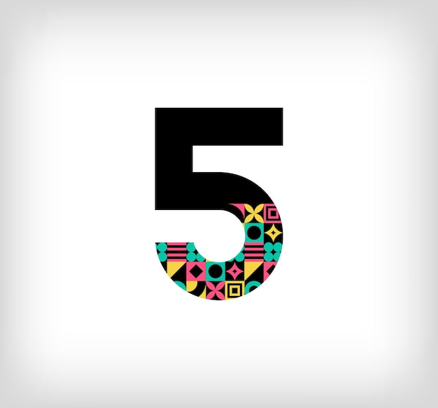 creative number 5 logo with geometric shapes creative education colorful graphics vector