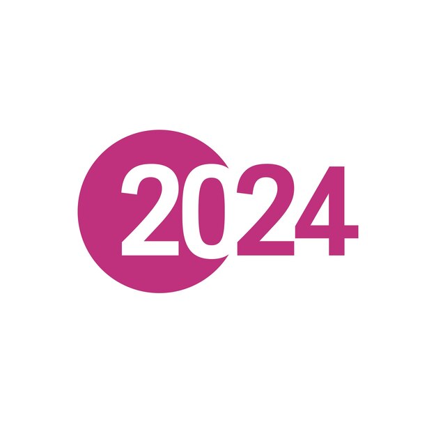 Creative number logo 2024 Modern design Happy New Year icon or banner Business style