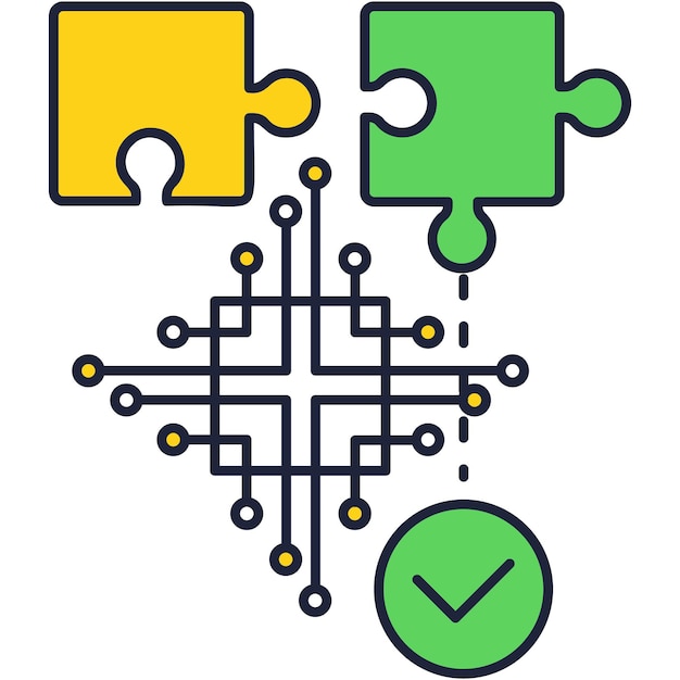 Creative puzzle piece and electric chain vector icon. Brain recharge infographic. Education, inspiration power, business strategy and corporate challenge illustration