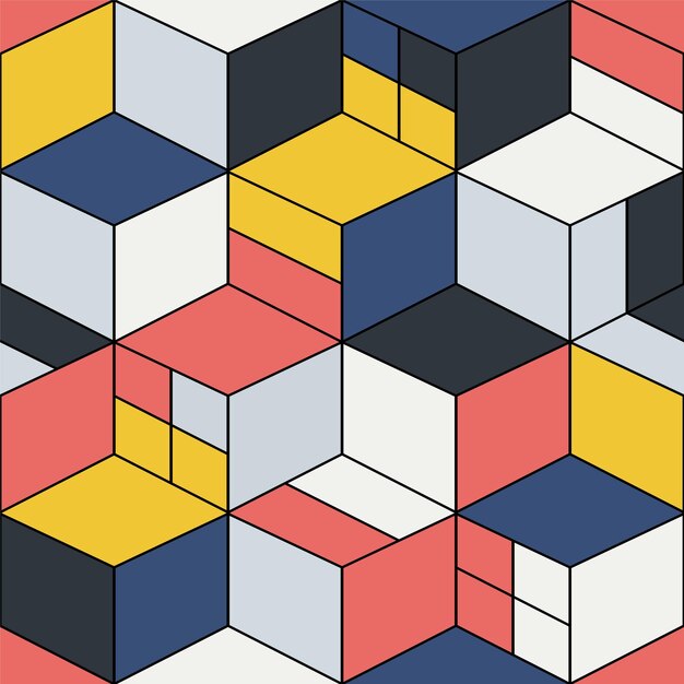 creative seamless geometric pattern repeatable colorful design vibrant stylish mosaic cubes texture
