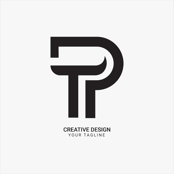Vektör creative tp or pt initial monogram flat modern brand unique style logo design