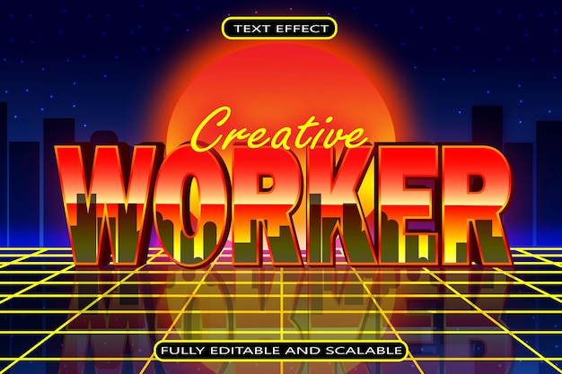 Creative Worker Editable Text Effect 3 Dimension Emboss Retro Style