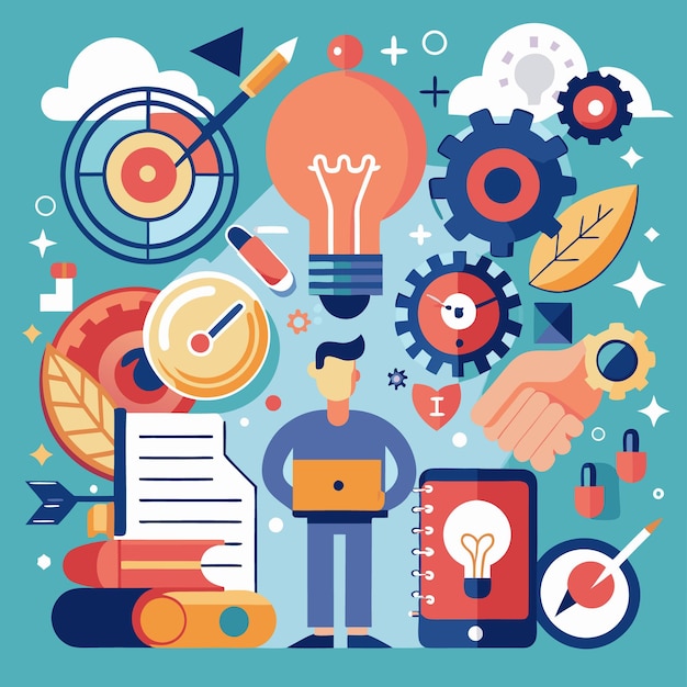 Creative Workspace Illustration Vibrant Office Design with Inspirational Elements