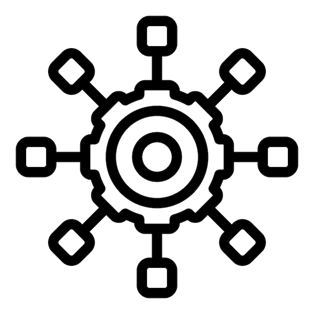 Creativity gear icon outline vector Work laptop Computer simulation