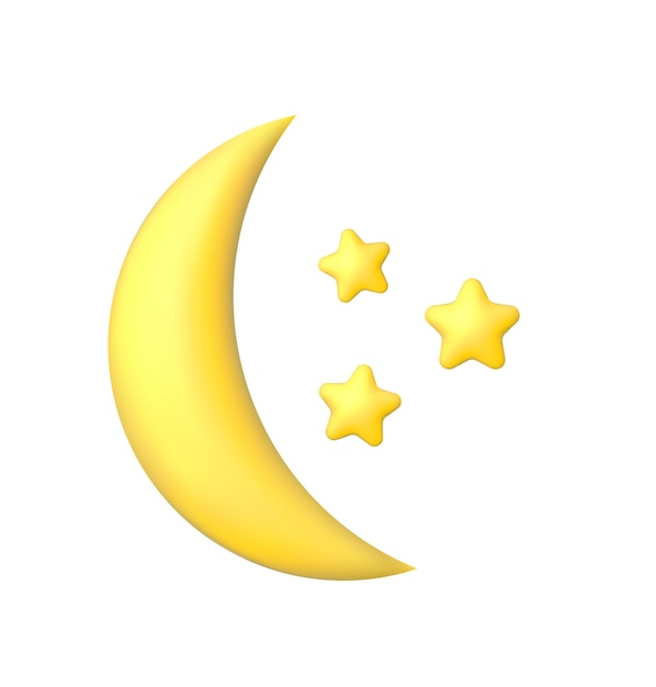 crescent moon golden stars and white clouds 3d style isolated on blue background dream lullaby dreams background design for banner booklet poster vector illustration