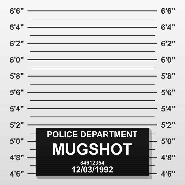 Criminal mug shot line Police mugshot add photo Blank criminal police lineup scale for photograph