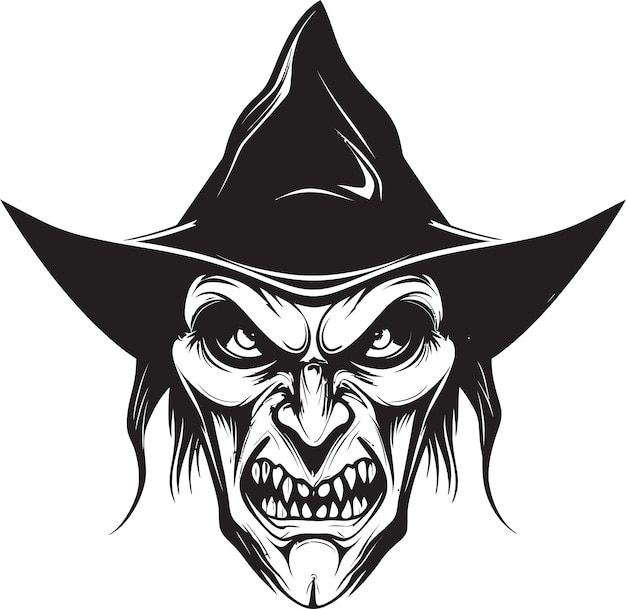 Crimson Cauldron Haunting Witch Monster Logo Shrouded Siren Creepy Female Witch Vector Icon Design