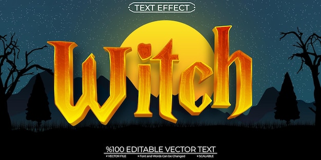 crome shiny witch editable and scalable vector text effect