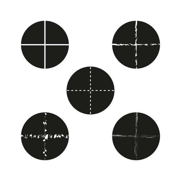 Crosshair target icons Various styles vector Black circle symbols Abstract focus design
