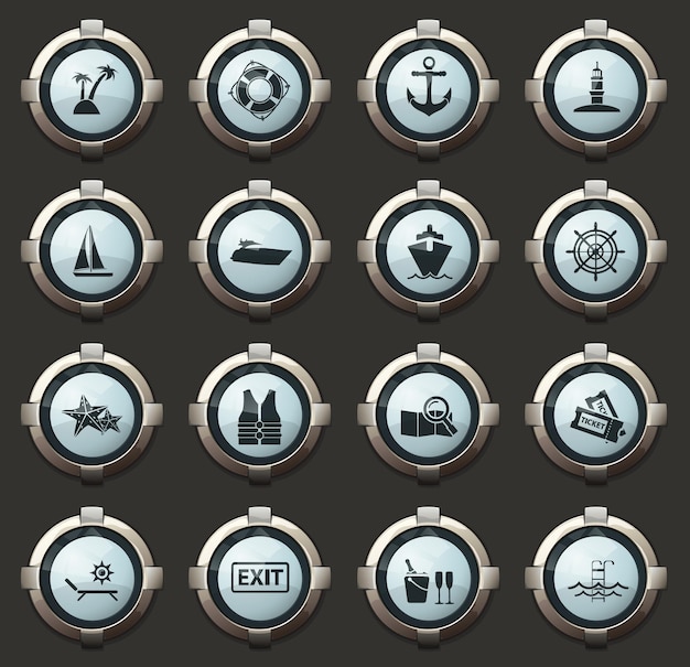 cruise vector stylish round buttons for mobile applications and web