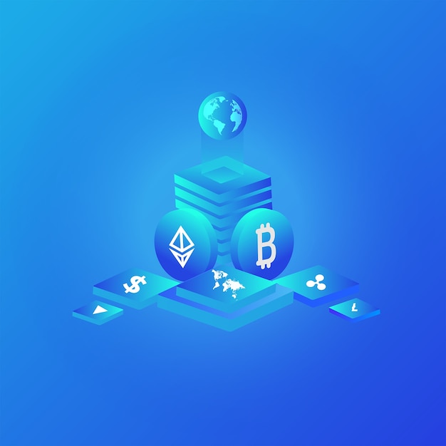 Crypto Currency Isometric Illustration