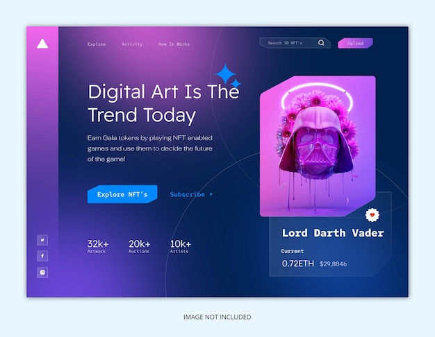 crypto NFT artwork on digital platform concept Landing Page template