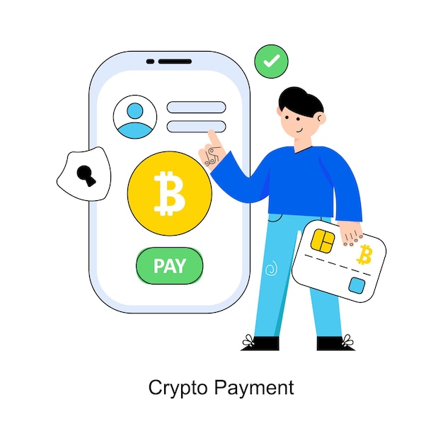 crypto payment flat style design vector illustration stock illustration