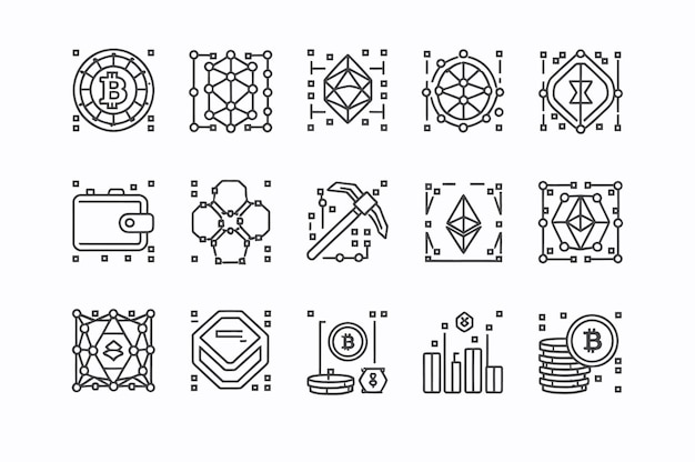 Cryptocurrency and Blockchain Icons Collection