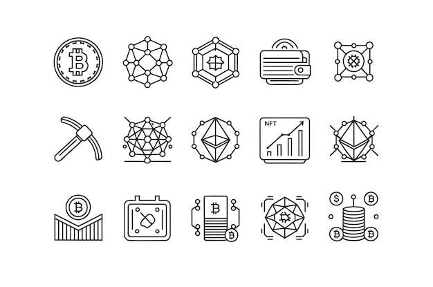 Cryptocurrency and Blockchain Icons Set