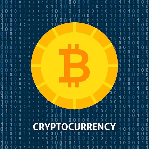Cryptocurrency Bitcoin koncept. Vektorillustration med finansielle teknologi objekter.