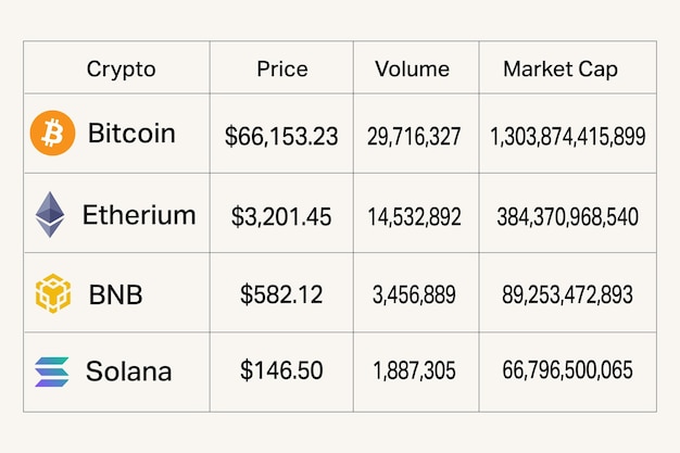 Cryptocurrency comparison chart with price volume and market data