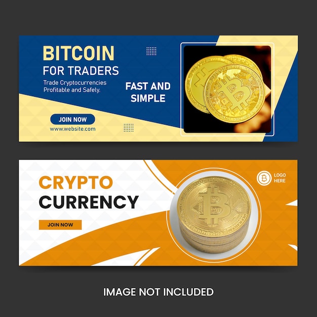 cryptocurrency Facebook page cover design template and social media banner