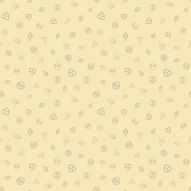 cryptocurrency financial items seamless pattern vector background