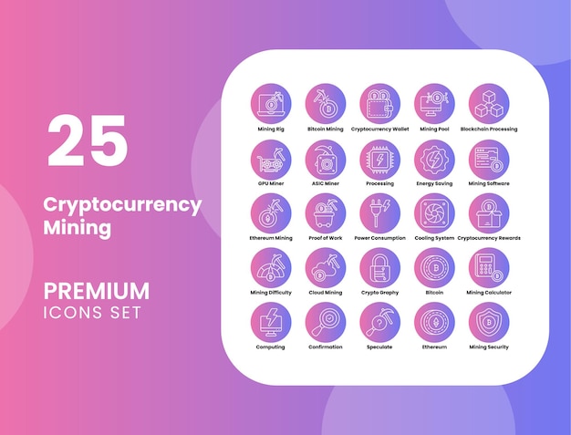 Cryptocurrency Mining Vector Icon Stock Illustration for Blockchain Mining Rigs and Digital Currency