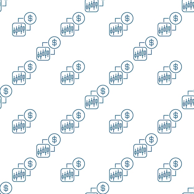 cryptocurrency online trading and dollar symbol vector seamless pattern in outline style