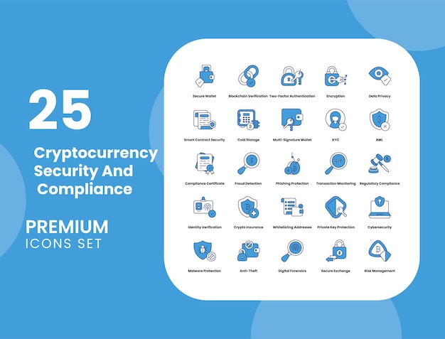 cryptocurrency security and compliance vector icon stock illustration for blockchain and kyc