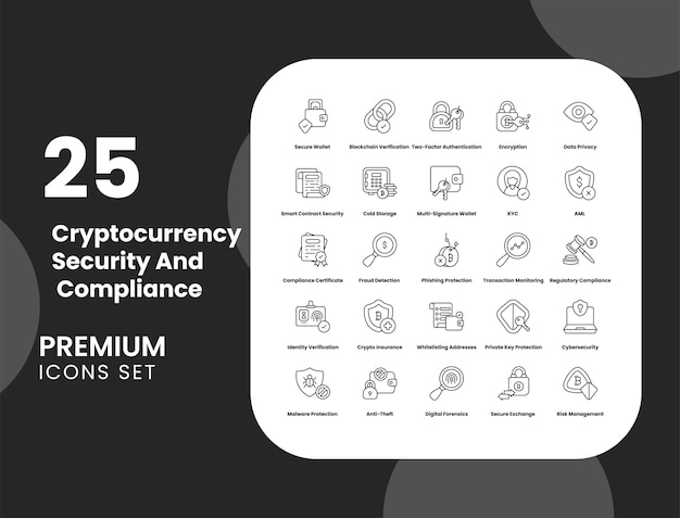 cryptocurrency security and compliance vector icon stock illustration for blockchain and kyc