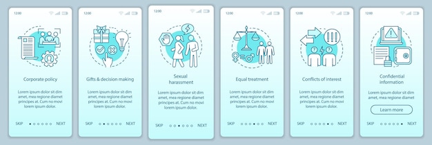 CSR onboarding mobile app page screen vector template. Corporate social responsibility. Business ethics walkthrough website steps. Corporate policy. UX, UI, GUI smartphone interface concept