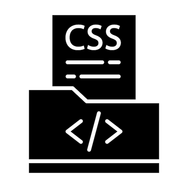 CSS File Glyph Solid Black Illustration