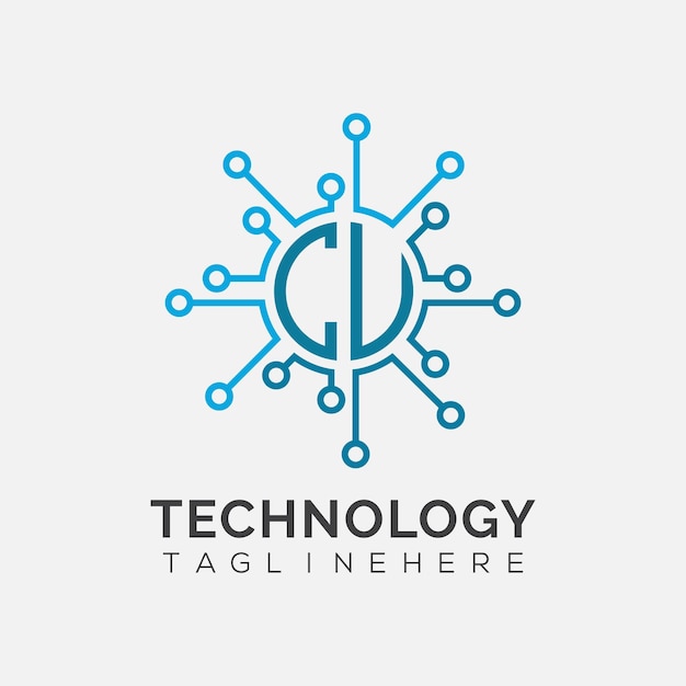 cu initial monogram for technology logo with circle style design