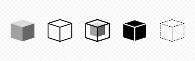Cube icon set isolated on transparent background