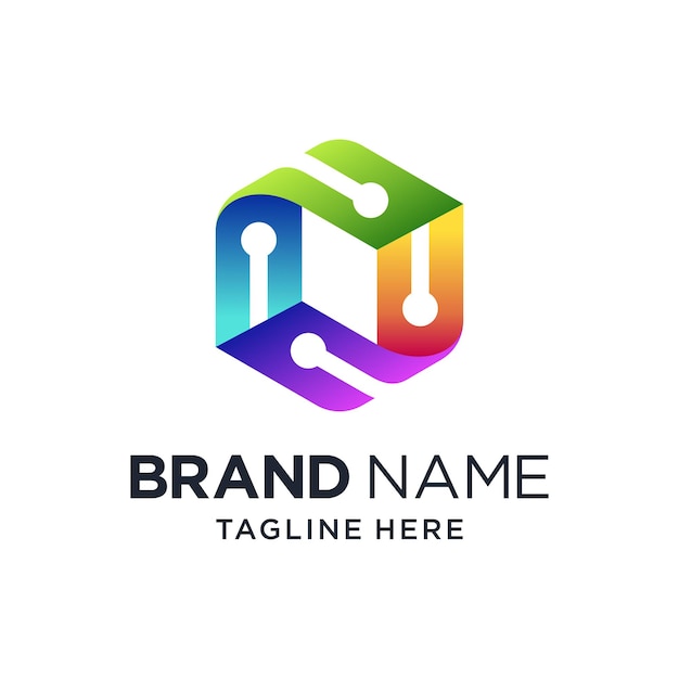 Cube network logo with gradient color