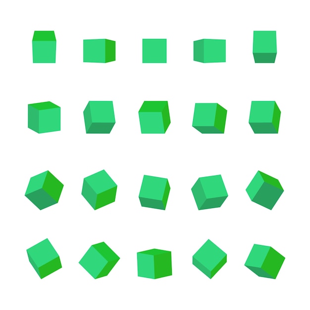 Cube set with perspective, light, shadow and angles.