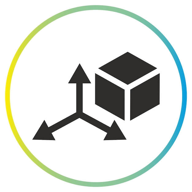 cube with arrows icon tridimensional coordinate spaces XYZ