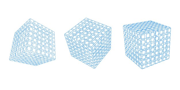 cubes on a white background square geometric figurelinear geometric drawingvector illustration