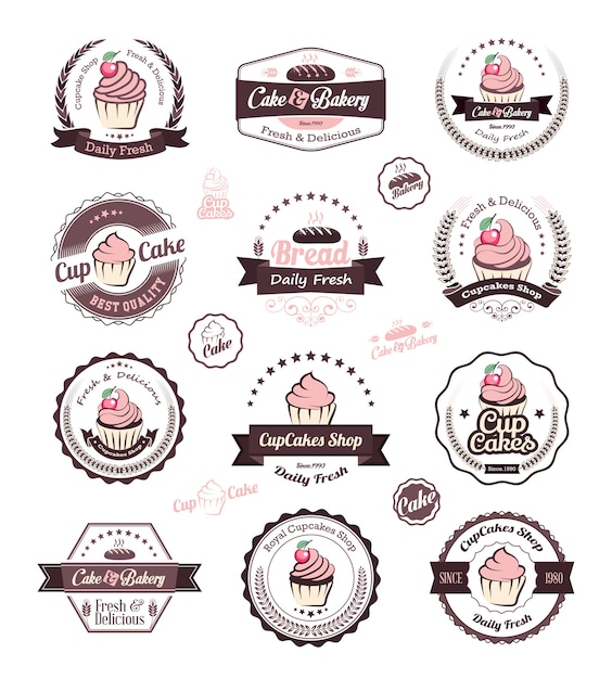 Cupcake och bageri logotyp designmall