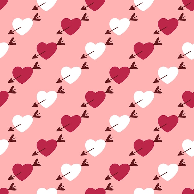 Cupid arrows in hearts seamless pattern romantic background with hearts print for textile digital