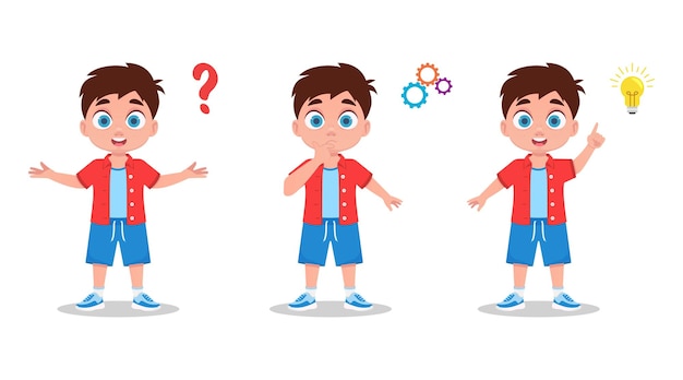 Curious boy illustration set