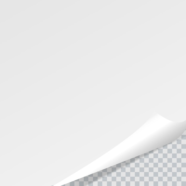 Curled page corner with shadow on transparent background.
