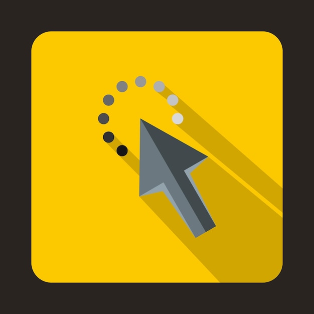 Cursor arrow waiting icon in flat style with long shadow Computer and internet symbol