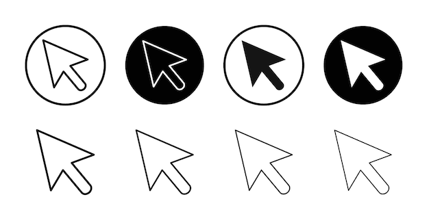 Cursor icon Black line art vector logo set