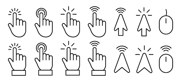 Cursor IconsClickable Cursor Icons Pointer Mouse Cursor Clicking Hand Pointing Gestures