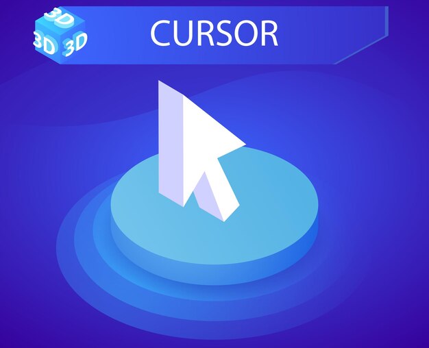 cursor isometric design icon vector web illustration 3d colorful concept